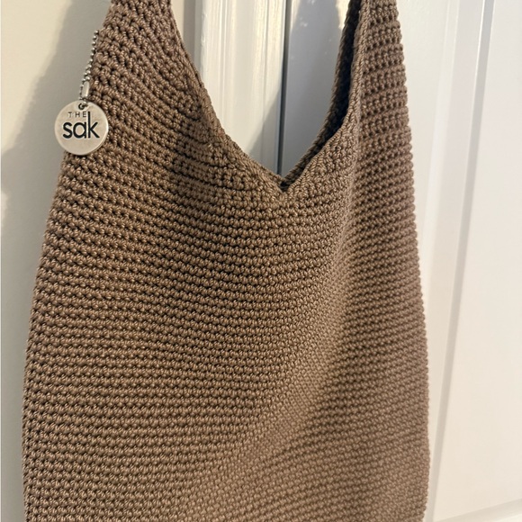 The Sak Crochet Tan Crossbody Shoulder Purse Bag